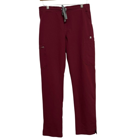 Figs Pants - FIGS Technical Scrub Pants Womens Small Maroon Cargo Pockets Straight Leg